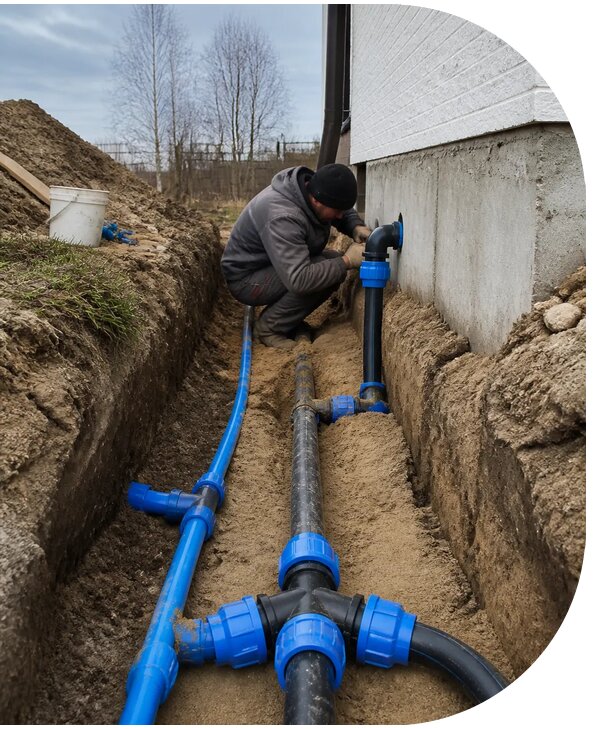 Монтаж наружного водопровода на участке под ключ в Воркуте